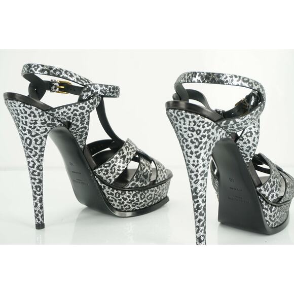 Saint Laurent Leopard Spotted Tribute T strap Platform Sandal SZ 40 10 New $995 - Picture 8 of 11